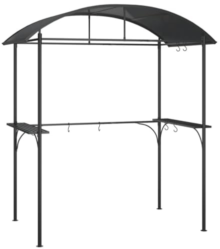 Refined Grillpavillon Grillüberdachung mit Seitenregalen BBQ Pavillon Gartenpavillon Grillzelt Stahlrahmen Anthrazit 220x115x230cm Stahl