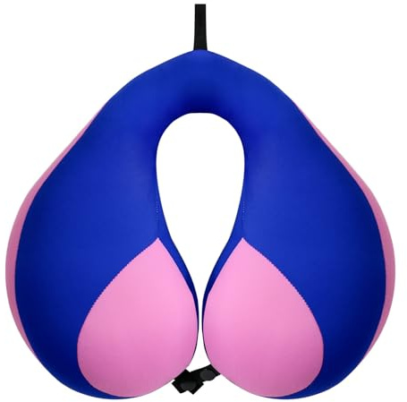 MOOB Kids Travel Neck Pillow with Chin Support, U-Shape Pillow for Head & Neck Support on Airplane & Car Rides, Ideal Travel Gift for Toddlers & Children (Blue Purple)