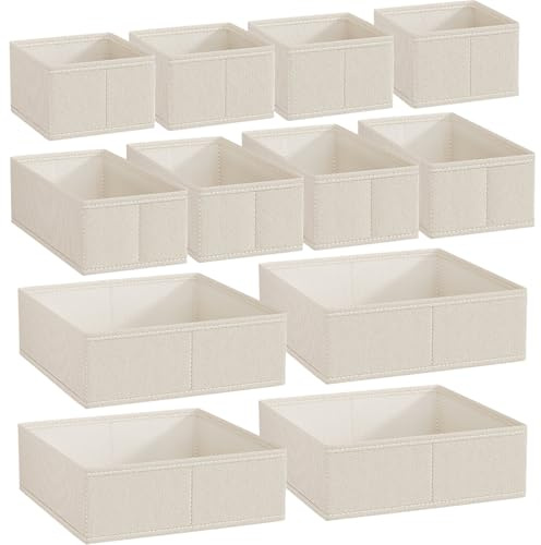 CAKEEYUM Organizador de cajones de 12 PCS, Organizador de Ropa de bebé Plegable apilable, Ahorro de Espacio y Multifuncional para vivero, Dormitorio, organizadores de cajones de Armario, Baby CL