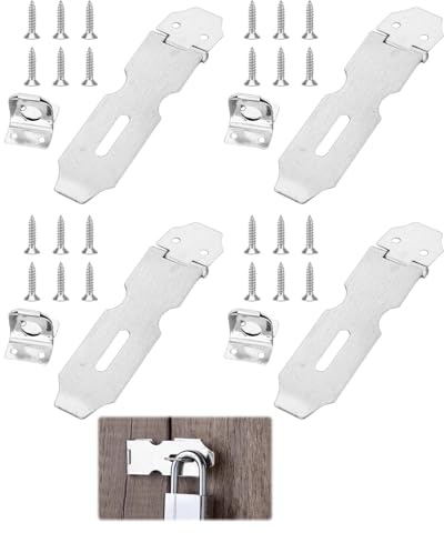 Hasp and Staple, 4pcs Padlock Hasp 2 Inch, Padlock Latch, Small Hasps Latch Stainless Steel for Door, Window, Cabinet, Pet Cage, Crate and More