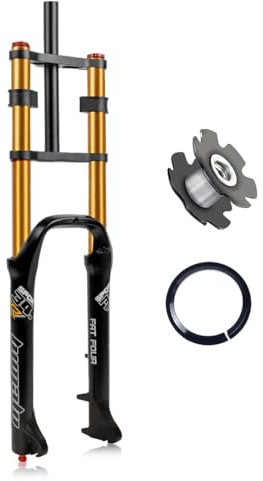 SXSHEYS 26 Pollici 4.0 Fat Tire Fork Air Suspension Mountain Bike Forcella Anteriore Escursione 140mm Dritto 1-1/8 QR 9mm MTB Regolazione del Rimbalzo Blocco Manuale Freno a Disco per Ebike Snow Beac