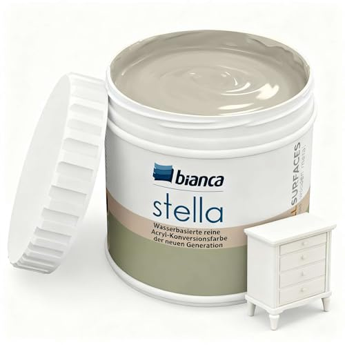 Bianca Stella Möbelfarbe Ohne Schleifen - Wasserbasierter Parfümierter Möbellack für Holz, Küchenschrank, Tisch, Stuhl - Cappuccino, Glänzend, Kratzfest, Hochdeckend, 500ml