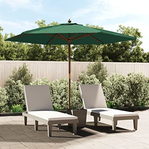 INLIFE Parasol de Jardin avec mât en Bois Vert 299x240 cm