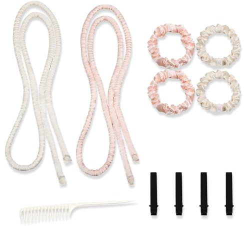 fKiZanthene Heatless Curls Lot de 11 bandeaux à boucler sans chaleur pour la nuit avec accessoires pour une utilisation dans la chambre à coucher, la salle de bain et la maison