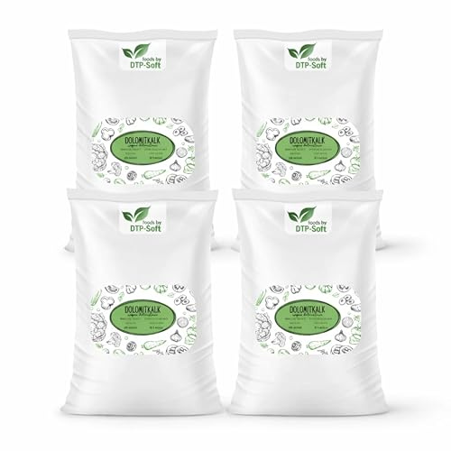 Dolomitkalk 100kg/4x25 kg Naturkalk für Rasen und Garten - Bodenkalk Calcium Magnesium - Gartenkalk gegen Moos im Rasen - Rasenkalk Bodenverbesserer für Gartenboden und Landwirtschaft