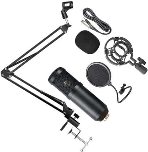 Hemobllo Microfono Condensatore Cardioide USB per Streaming e Gaming Asta Regolabile in Lega di Alluminio Nero, per Registrazione Vocale Professionale Colore Casuale