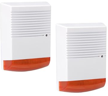 2er Set Sirenen Attrappe mit Blinkender LED, wetterfest IP44, Batteriebetrieb