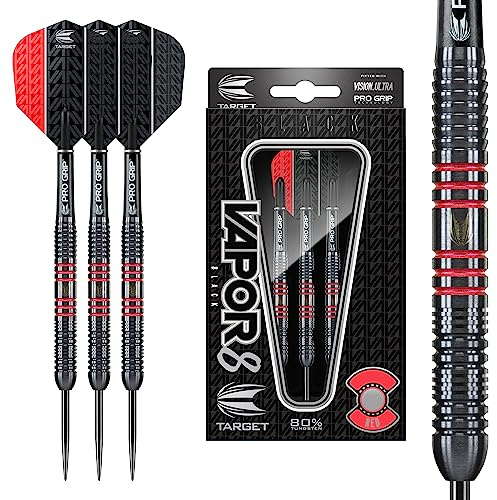 Target Darts Vapor 8 Schwarz Rotes 23G Steeldarts Dartpfeile-Set