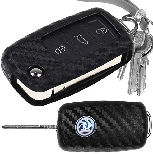 Carbon Soft Case Schutz Hülle Auto Klapp Schlüssel für SEAT Ibiza 6J Leon 1P Toledo 5P Altea 5P