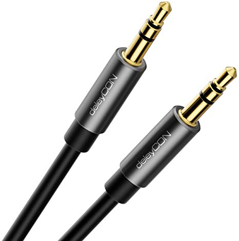 deleyCON 3,0m Klinke Audio Stereo AUX Kabel 3,5mm Klinkenkabel Audiokabel Metallstecker Handy Smartphone Tablet Kopfhörer HiFi Receiver (Extra Dünn & Flexibel)