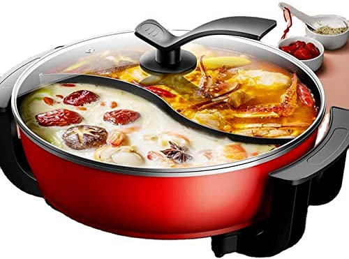 MNSSRN Pentola Calda elettrica a Doppio Sapore, zuppa pentola Porridge pentola del Riso fornello di Riso Domestico Vaso di Calore Grande capacità 2 Sapore Controllo Temperatura Intelligente 6L