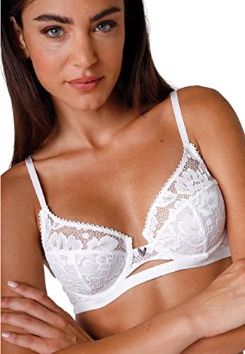 Lovable Reggiseno con Ferretto in Pizzo Riciclato e Tulle, Coppe Taglio a 3, Sostegno, Eleganza e Sensualità, Anniversary Lace Donna, Bianco, 34 / 3D