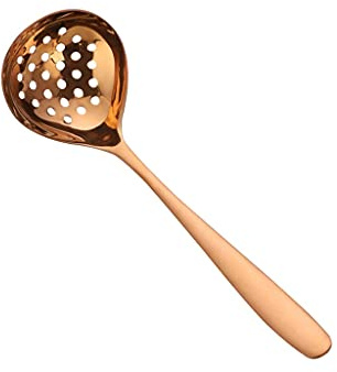 WRLRUILIAN Espresso Spoons Stainless Steel Oil Skimmer Spoon Kitchen Oil Filter Spoon Household Perforated Filter Spoon Long Handle Colander Very Suitable for Home Use Tea Spoons (Color : Orange)