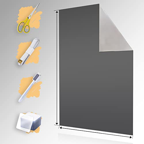 Fenster Verdunklung | 2m x 1,45m Verdunklungsstoff | Hitzeschutz oder Kälteschutz | Verdunklungsfolie | Rollo ohne Bohren | mit 24 Nano Pads | Lichtundurchlässig | Thermobeschichtung (Grau)
