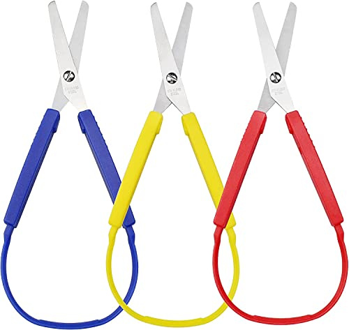 Forbici Carta Apertura Automatica,3 pezzi Mini Forbici Ad Anello Stitch Mancini e Destrorsi Tenere e Sicure Colorate Facile Grip Passanti Colorati Adattate In Acciaio Forbice Bambini Per Adolescenti