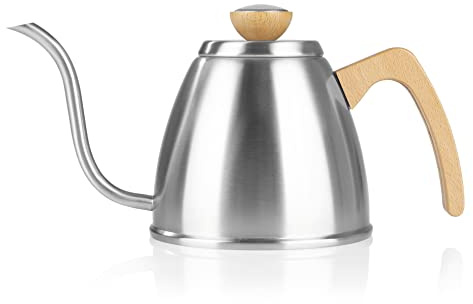 Beem Pour Over Wasserkessel mit integriertem Thermometer aus rostfreiem Edelstahl - für alle Herdarten geeignet - 0,9 Liter Volumen