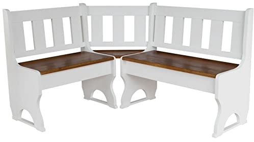 k koma Stilvolle Eckbank aus massivem Kiefernholz – Weißer Korpus & warme Erle-Sitzfläche – Perfekt für Küche & Esszimmer (120 x 160)