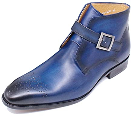 Botas Chelsea Formales Cuero Genuino para Hombre 503-A47 Botines con Punta y Hebilla Lateral