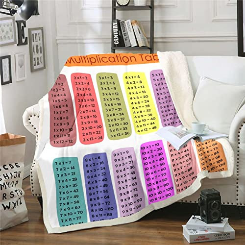 Homewish Coperta da tavolo per la moltiplicazione colorata in pile per bambini, ragazzi, ragazze, coperta arcobaleno 101,6 x 127 cm, tabella dei tempi educativi per la matematica e la camera da letto