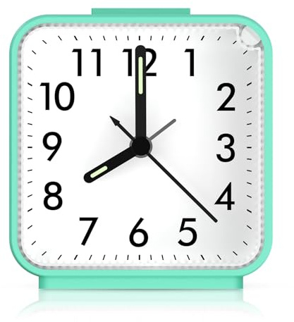 AMIR Small Analog Travel Alarm Clock, Silent Non Ticking Clock