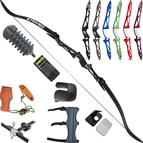 wolfman Bogenschießen Recurvebogen Set Erwachsene 66/68/70 Zoll 12-40 lbs Recurv Bogen Set Praxis Bogen Wettbewerb Bogen Jagd Bogen für Bogenschießen Club Schießwettbewerb RH(Schwarz, 68/20Lbs)