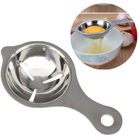 Egg White Yolk Separator Stainless Steel Filter Divider Spoon Design Tool Healthy Breakfast, Meals, Snacks, Kitchen Food Easy & Fast Eggs Recipe Free Mount Hanging Hole Easy Wash Non-Stick Rust-Proof