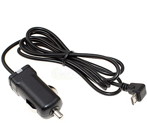 cellePhone Kfz-Ladekabel 1A für Tomtom Go 40 400 50 5000 5100 520 5200 60 600 6000 610 620 - Start 20 25 40 42 50 52 60 62 - Abgewinkelter Stecker