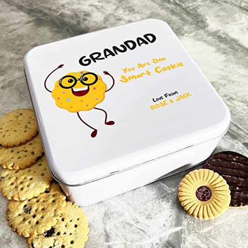 Fingerprint Designs Funny Smart Cookie Grandad Personalised Gift Cookies Treats Biscuit Tin