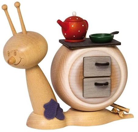 Drechslerei Kuhnert - Rauchschnecke/Räucherfigur - Sunny Ofenschnecke - Höhe: ca 15cm - Made in Germany