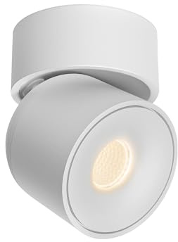 Aisilan LED Indoor White Ceiling Spot Light 7W Surface Mounted Light Fixture with 360° Pivoting Spotlight, Dimmable Warm White 3000K CRI 97+ for Living Room Bedroom