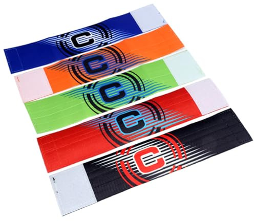EIHI 5 Stück Fußball Kapitänsbinde Armbinde, Fussball Spielführerbinde, kapitänsbinde Fussball, kapitänsbinde Kinder, Elastic Kapitäns Armbinden Klettverschluss für Erwachsene(5Farbe)
