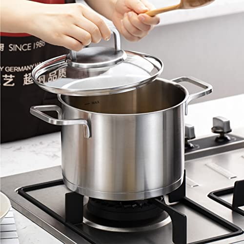 THEGA Stock Olla - Olla Sopera Grande con Tapa, Olla De Sopa De Acero Inoxidable 304, Olla De Sopa Multifuncional para El Hogar, Olla De Fondo Compuesto con Tapa De Vidrio,Cocina De Inducción De Gas