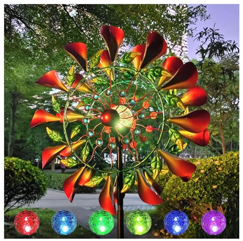 HAZARA Solar Windrad Garten 210 cm Windrad Edelstahl Wetterfest Und Standfest FüR Den AußEnbereich,Terrasse