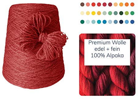 100% Alpaka 500 Gramm günstige Wolle zum Stricken Strickwolle Handstrick Wolle Alpakawolle Stricken Häkeln Garn kratzfrei Nadel 3 3,5 4 5 - Rot