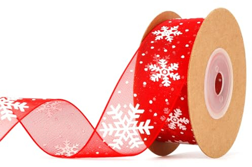 Nastro Bianco,Nastro Regalo,Nastro Bianco Matrimonio,Nastro Portaconfetti,Nastri Per Pacchi Regalo,Nastro Per Pacchi Regalo Natale,Nastro Chiffon Bianco,Nastro Con Fiocco Di Natale,25mm x 10m,1 volume