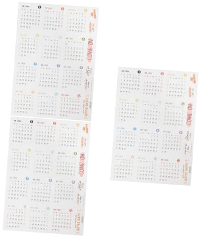 NUOBESTY 3blätter Kalender Aufkleber Kreative Monatsplaner Sticker Für Scrapbooking Kleine Selbstklebende Kalenderetiketten Für Notizbücher Und Planer