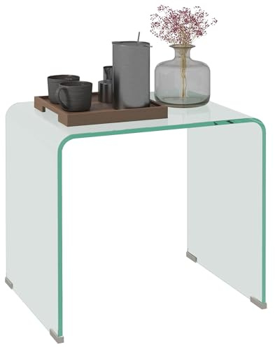 HOMCOM Tavolino da Caffè in Vetro Temperato 50x40x45 cm, Trasparente