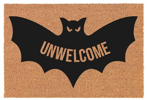 Welcome Doormat Coco Coir Door Mat Gift Unwelcome Bat Halloween (24 x 16)