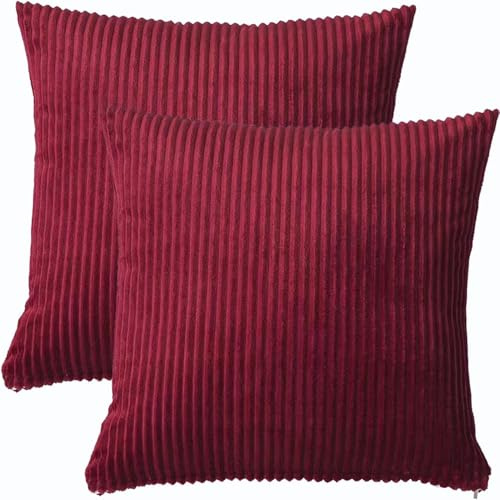 Kissenbezug 60x60 65x65 Kordsamt Zierkissenbezug Dekokissen Sofakissen 40x40 Kord Kissenhülle Dekorative Weiche Zierkissenbezüge Kissen Für Sofa Sessel Zuhause Schlafzimmer(Color 17,65x65 cm Set of 2)