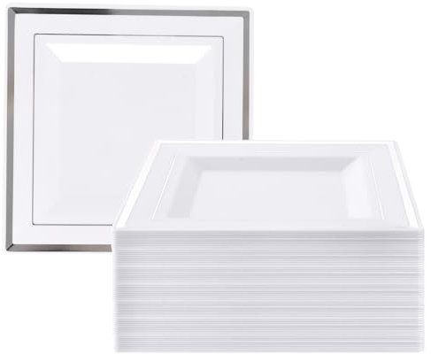 DAJAVE Set di 30 piatti in plastica bianca, 16,5 cm, piatti da dessert, antipasti, insalata, pasta, stoviglie per picnic e campeggio