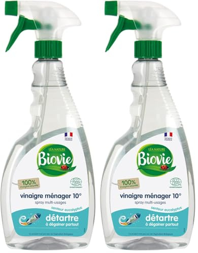 Biovie - Spray Vinaigre eucalyptus 10° - Droguerie - Ecodétergent - Spray de 750ml (Lot de 2)