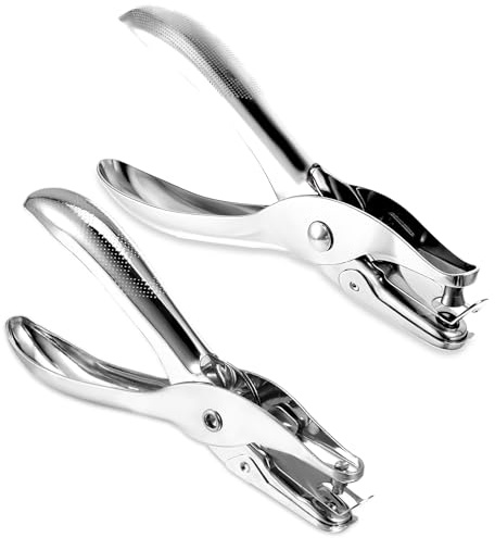 Einzellochstanze, 2 Stück Rundloch Lochzange Edelstahl Stanzzange Lochstanzer Metall Hole Puncher Taschenlocher Etikettenstanzer Silber Lochstanze für Papier, Fotos, Karten, Grußkarten (3mm/6mm)