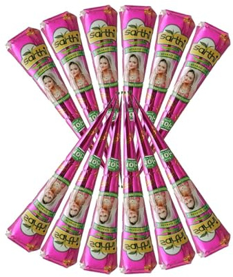 Sarthi Cono Naturale 6 x 25g - Senza PPD & Sostanze Chimiche Lunga Durata | Dermatologicamente Testato Per Decorazioni Creative Facile da Applicare mit Kajal Adesivo