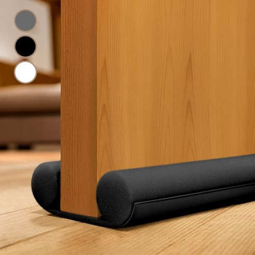 Draft Excluder for Doors 86cm / 34 inch - 1 Pack Under Door Draught Excluder, Double Sided Door Draft Stopper- Energy Saving & Sound Proofing (Black)