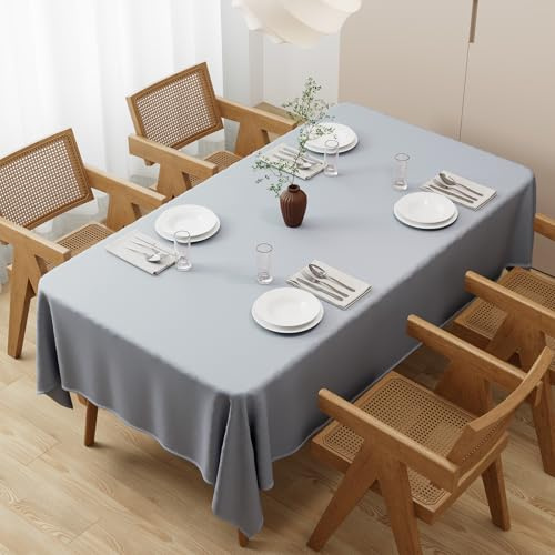 Zdada Grau Abwaschbar Tischdecken 110x180cm Rechteckig Polyester Tischdecke, Kratzfest, Fleckschutz Tischtuch Outdoor Tischwäsche für Garten, Esszimmer, Feiern und Haushalt