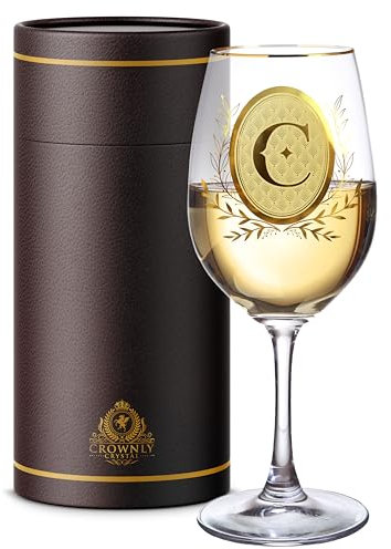 CROWNLY CRYSTAL® Regalo Collega Lavoro Bicchieri Vino Rosso Anniversario Migliore Amica Matrimonio (C)