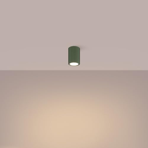 SOLLUX lighting Lampada Da Soffitto Faretto Da Soffitto In Alluminio 1 Paralume 6,5 x 6,5 x 10 cm GLOOW Verde Oliva Lampadina LED 4000K luce bianca fredda inclusa