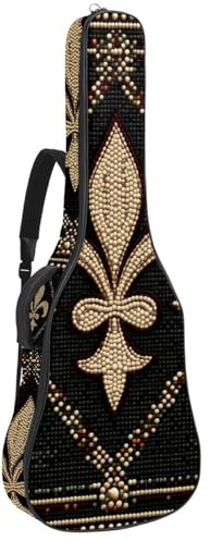 Gitarrentasche mit geometrischer Textur, Retro-Farben, Hintergrund, 1 cm dicke Polsterung, wasserdicht, mit doppelt verstellbarem Schultergurt, für 101,6 - 106,7 cm Gitarren, Mehrfarbig 04