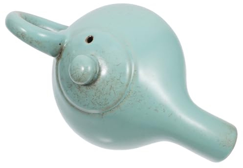 POPETPOP Fontaine Céramique pour Aquarium Décoration De Table Pot De Salon avec Design De Théière Vintage Et Entrée Eau Bas