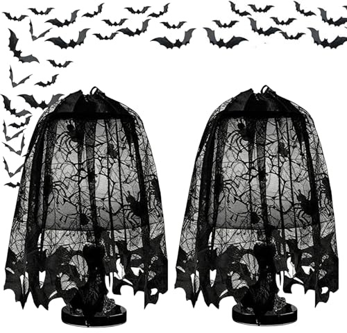 BlinBlin Spinnennetz-Muster Halloween Dekorationen, Halloween-Fledermaus-Aufkleber, Spinnennetz Lampenschirm, für Halloween Party Dekor